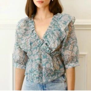 Mille Isabella Top in Blue Mist, Size XXS